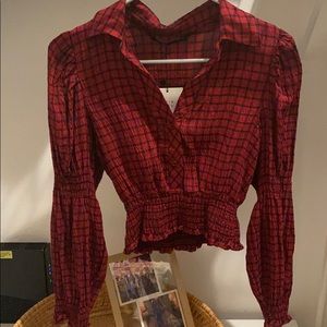 Red cropped blouse